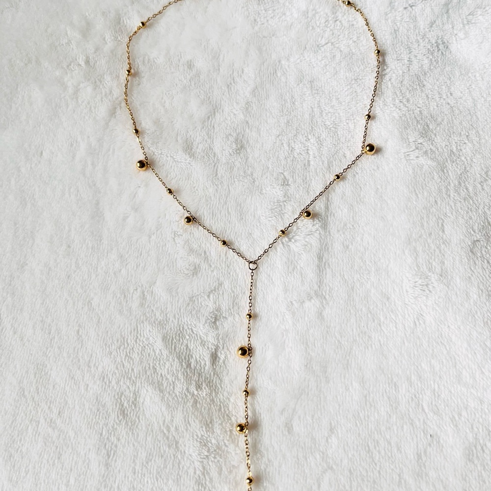 Elegant Stainless Steel Gold Beaded Necklace